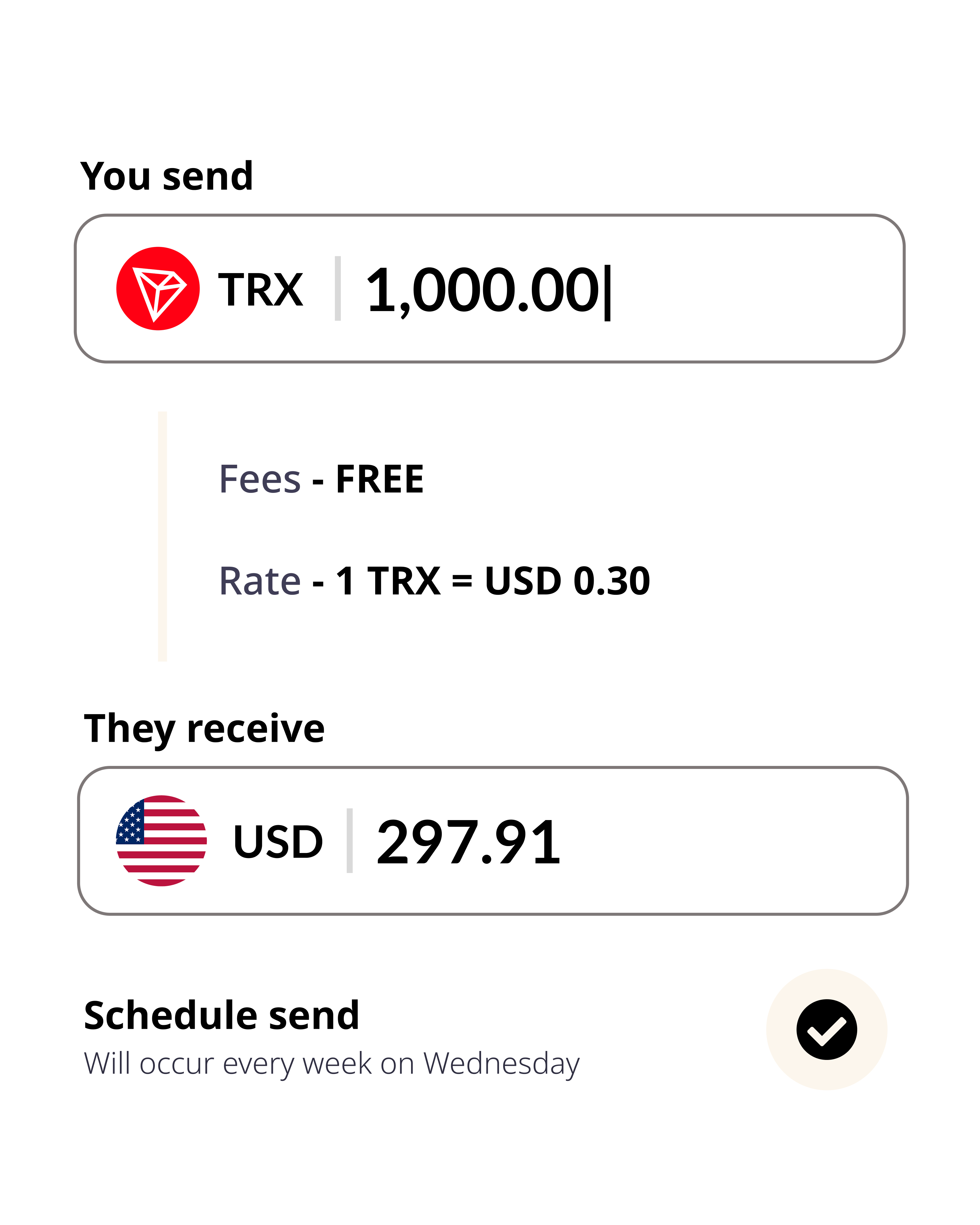 Dashboard illustration of crypto to fiat conversion workflow
